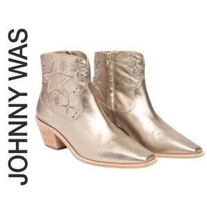 NEW JOHNNY WAS STARGAZER Metallic Leather Booties 7.5
